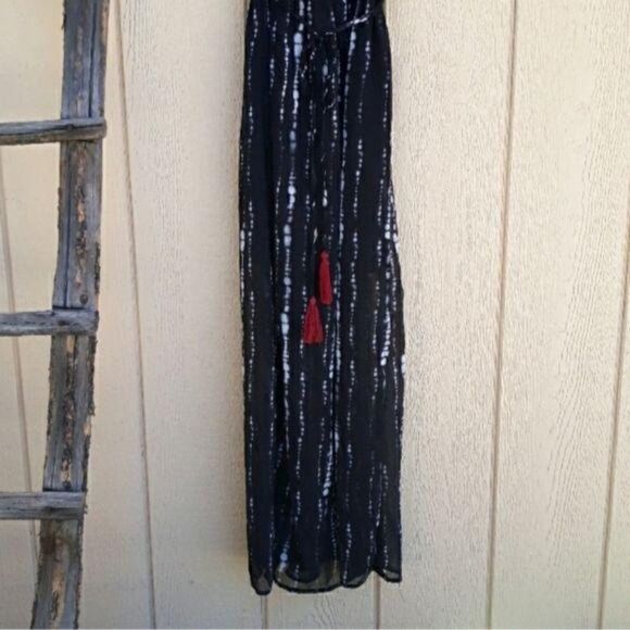 Knox Rose Gothic Witchy Maxi Dress Spaghetti Sheer Reptile Embroidered Blk Sz L - Picture 5 of 8